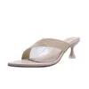 Sandaler Sexig drottning Gladiator Knit Kvinnor Jelly Transparent PVC Point Toe High Heels Party Cross Zapatilla 230503