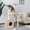 Scratchers Fast Dostaw Pet Cat Tree House Condo z hamakiem CIGE Drewno Cat Scrating Cat Hole Post Post dla kotów Kotek