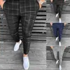 Men's Pants Mens Check Formal Trousers Slim Fit Cotton Vintage Smart Office Business