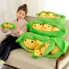 Pea pod plush Toy Cute Bean Pea Mape Sleeping Pillow Home Creative Holding يمكن تنظيف دمية نباتية مملوءة بالتفكيك