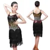 Stage Wear Women Professional Party Ballroom Latin Tango Jazz Modern Salsa Dance Dress Tassel Rok Lady Hoogwaardige pailletten Fringe