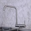 Kitchen Faucets Household 304 Stainless Steel Wire Drawing Faucet Sink And Cold Water Double-turn Horizontal Three-way