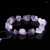 Strand Natural Stone Amethyst Rough Beaded Bracelet For Men Women Healing Crystal Gem Lucky Fashion Couple Jewelry Gifts