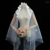 Bridal Veils Nzuk 3D Flowers Wedding Veil med pärlor tappade lyxiga veu de igreja ccb accessori sposa