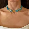 Tour de cou belle forme irrégulière coquille perles collier court femmes filles couleur or coeur pendentif fête des mères cadeau mode