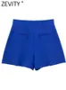 Kvinnors shorts zevity kvinnor mode hög midja fast färg casual shorts office lady zipper flue affär shorts chic pantalone cortos p3842 230503