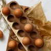 Organisation Fashion12 Löcher Japanischer Stil Zweireihige Eieraufbewahrungsbox aus Holz Home Organizer Rack Eierhalter Küche Dekor Zubehör