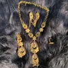 Ketting oorbellen set Dubai African Golden Jewelry Girl Sets voor vrouwen Bruidringen Nigeriaanse bruiloftsjuwelen GIF