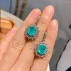 Cluster Rings High Quality 925 Silver For Women Blue Earrings Pendant Necklace Wedding Party Fine Jewelry Sets Charms Friends Gift