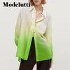 シャツmodelutti 2022 New Spring Summer Fashion Lengeve Lapel Gradient Thin Shirt Women Loose Blousesシンプルなカジュアルトップ女性