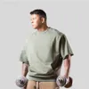 Homens de verão masculino Homem curto Camiseta de algodão casual academia solta Fitness unissex Bodybuilding Sports Tir.