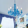 Kolye lambaları Siyah/beyaz/mavi rustik ferforje süspansiyon armatürü Mediterranean yatak odası lambası ev ışıkları