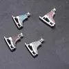 Charm Bracelets Fishhook Zircon 3D Skate Shoe Bracelet White Enamel Luxury Blue Pink Crystal Thick Chain Bangle For Man Women Jewelry