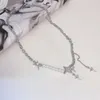 Chokers 2023 Kpop Cross Pendants Halsband för kvinnor Korean Fashion Shiny Rhinestone Star Halsband Pearl Chain Girls Jewelry on the Neck Z03503