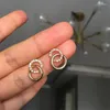 Pendientes de tuerca, Pendientes circulares de circón transparente a la moda para mujer, joyería para fiesta y boda perforada en la oreja, regalo, Pendientes Eh341