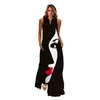 Casual Dresses MOVOKAKA Ladies Spring Summer Long Dress Women Black Sleeveless Vneck Loose Party Dresses Casual Face Print Vintage Beach Dress 230503