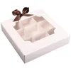 Papel de regalo 10 piezas estilo caja de cupcakes con ventana blanco marrón cajas de papel Kraft postre Mousse 9 portavasos para pasteles