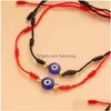Charm Bracelets Turkish Lucky Evil Eye For Wome Handmade Braided Red Black Rope 7 Knoten Luck Jewelry Friendship Drop Delivery Dhkup