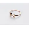 حلقات الكتلة Ruifan Rose Gold/Silver Color Hollowed-Out Heart 925 Sterling Silver Open for Women S925 Fine Jewelry YRI188