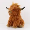 Plush Dolls 25cm Simulation Highland Cow Animal Doll Soft Stuffed Toy Kawaii Kids Baby Gift Home Room Decor 230503