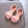 Elbise ayakkabı kız sandalet dantel inci fermuar tatlı lüks yaz çocuk kaydırıcıları açık ayak parmağı 21-36 yürümeye başlayan moda yumuşak dans çocuk kaydırıcıları