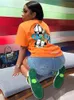 Womens TShirt WESAYNB Wholesale Summer y2k Clothes Streetwear Print Graphics T Shirts Orange O Neck Crop Top Ladies Short Sleeve Tee Women 230503