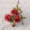 Decorative Flowers Single Branch 2 Pronged Autumn Curled Rose Artificial Flower Valentine's Day Wedding Household And Wall