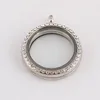 Pendant Necklaces 30mm Silver Color Floating Round Locket Necklace For Women Charms Memory Po Frame Transparent Glass Family Gift