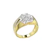 Hip Hop 925 Sterling Silver Pure Two Tone 14k Gold-plated Halo Cz Mens Wedding Designs Cross Rings