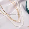 Chains Korean Mtilayer Pearl Necklace Simple 3Layer Clavicle For Women Necklaces Pendants Jewelry 1Z6C4 Drop Delivery Dhgarden Dhvl1