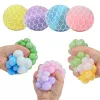 6,0 cm Trikolor Squishy Ball Fidget Toy Mesh Squish Grape Ball Zabawne ściskanie zabawki stres stres w odpowietrzanie kulki płasko