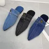 Slippers azul jeans pontiagudo de ponta ao ar livre Mulas deslizam em apartamentos Sapatos simples femininos zapatillas mujer ytmtloy interno 1 230503