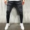 Herr jeans män byxor mode casual four säsonger smala fit svart rippade lätt matchande blyerts trend coola motorcykel jeansmen's