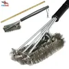 BBQ Tools Accessories Grill Cleaning Brush BBQ Tool Grill Brush 3 Stainless Steel Brushes In 1 Cleanin Bbq Accessories Cleaner Barbecue 230428