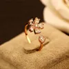 Band Rings Creative design fashion zircon plum temperament female ring micro-inlaid zircon personalized luxury ring 18k gold plated hypoallergenic ring