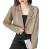 Kadınlar Suits Blazer Kadın Kırpılmış Suit Ceketler Katı tek düğmeli Klasik Zarif Blazers Mujer Dış Giyim Sonbahar Kadın Chaquetas