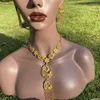 Ketting oorbellen set Dubai African Golden Jewelry Girl Sets voor vrouwen Bruidringen Nigeriaanse bruiloftsjuwelen GIF