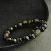 Strand Obsidian Bracelet Gold Silver Color Natural Stone Lucky For Women Men Crystal Hand Jewelry Acces K3c9