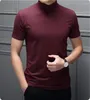 Mäns kostymer nr 2-7608 Vår- och sommarmän halv krage merceriserad bomull Kort ärm Slim Body T-shirt Solid Color Modale