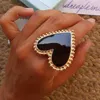 Ringas de banda Aensoa Bohemian Heart Gold Color for Women Boho Love Round esmalte anel 2022 jóias de moda feminina de dedo y23