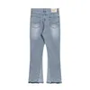 designer Gary straight tube loose dept lavé jeans bleu clair pour hommes et femmes pantalons