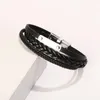 Strand JUNWEI 2023 Fashion Men's Woven Multi-Layer Magnetic Buckle Stainless Steel Leather Bracelet Punk Jewelry