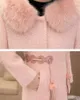 Fur Hooded Fur Collar Coat Women Winter New Fashion Imitate Mink Velvet Coat Female Large Size Mid Long Pink Woolen Coat Outerwear