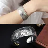 Bracciale rigido 1 pezzo moda donna vintage lega argento colore braccialetto largo stile etnico boemia personalizzato intagliato