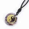 Hänge halsband kinesiska taoism yin yang tai chi åtta trigrams naturliga ametist kvarts dingle halsband meditation amet cho dhgarden dh5a3