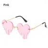 Солнцезащитные очки Moonbiffy Retro Rimless Women Женщины винтажные мужчины в стиле стимпанк Смешные сердца в форме диско -очки