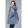 Women's Trench Coats 2023 Winter Khaki Cotton Jacket Women Top Loose Blue Black Thick Warm Coat Fashion Hooded Casual N1525