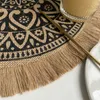 Tappetini Tovagliette in cotone e lino intrecciato Mandala Rotondo Boho Macrame Nappe Decorazioni per la tavola Tappetini resistenti al calore Tovaglietta neutra Cucina Sala da pranzo Z0502