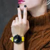 Wristwatches Sinobi Creative Women Watch Fashion Luxury Wristwatch Rotate Yellow Leather Band Ladies Clock Montres Femme