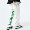 List do spodni haftowane dżinsy American Hiphop Men's Drop Pants Street Hip Hop Trend luźne proste wiosenne jeansy